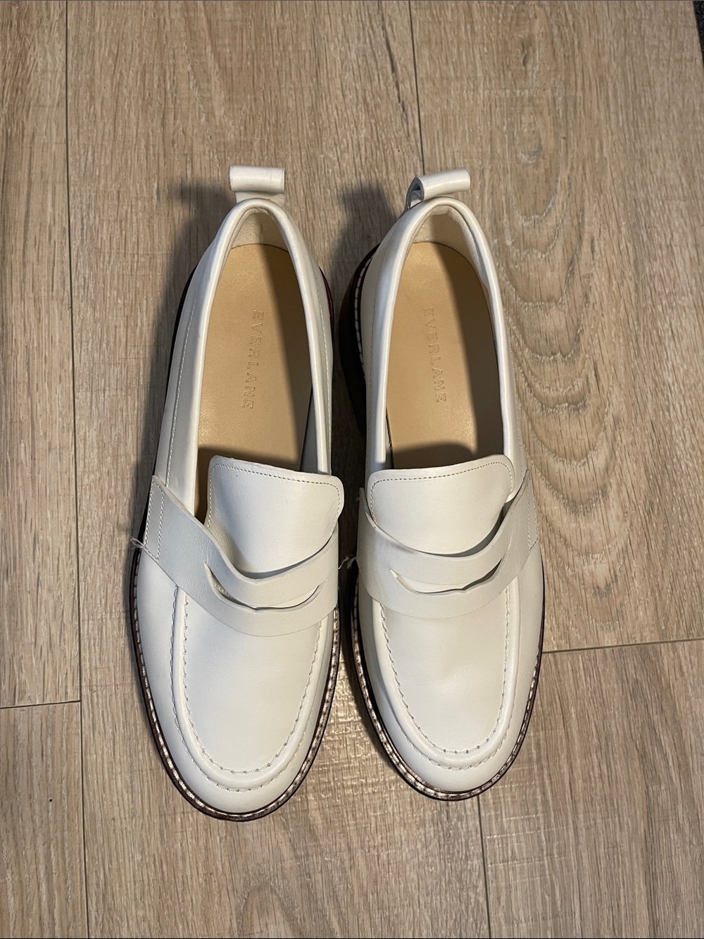 Everlane White Leather Platform Loafers - Picture 3 of 5